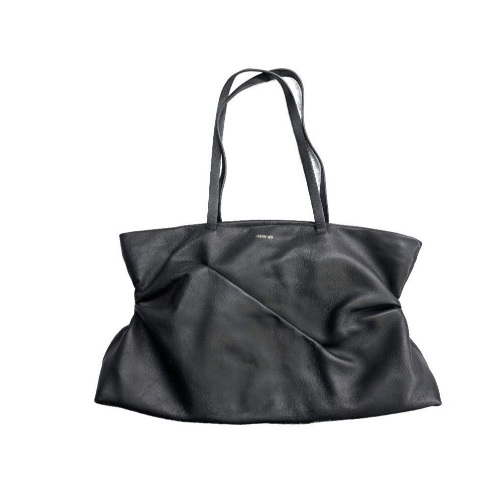 Jason Wu Black Leather Large Zip Tote Shoulder Bag Casual Minimalist